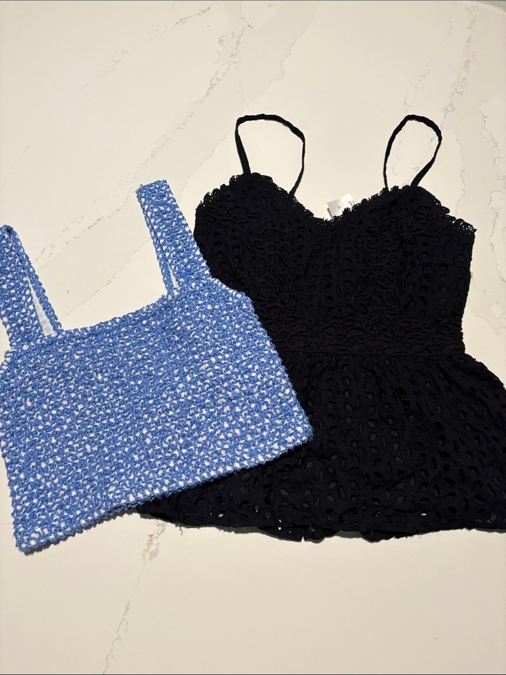 Bundle Zara Blue Top and Japna (NWT) Black Lace Eyelet Peplum Cami Small/Xsmall